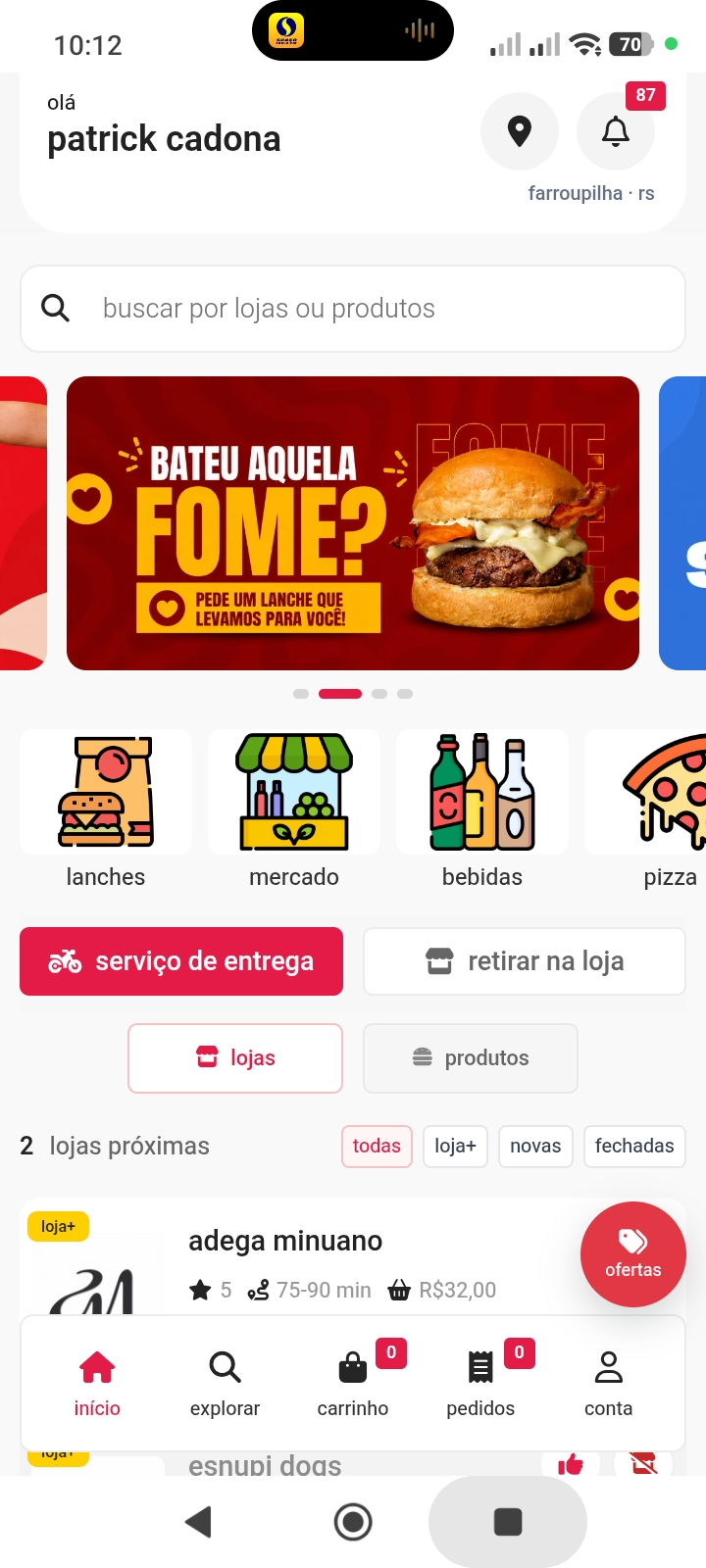 captura real da home mobile jaon